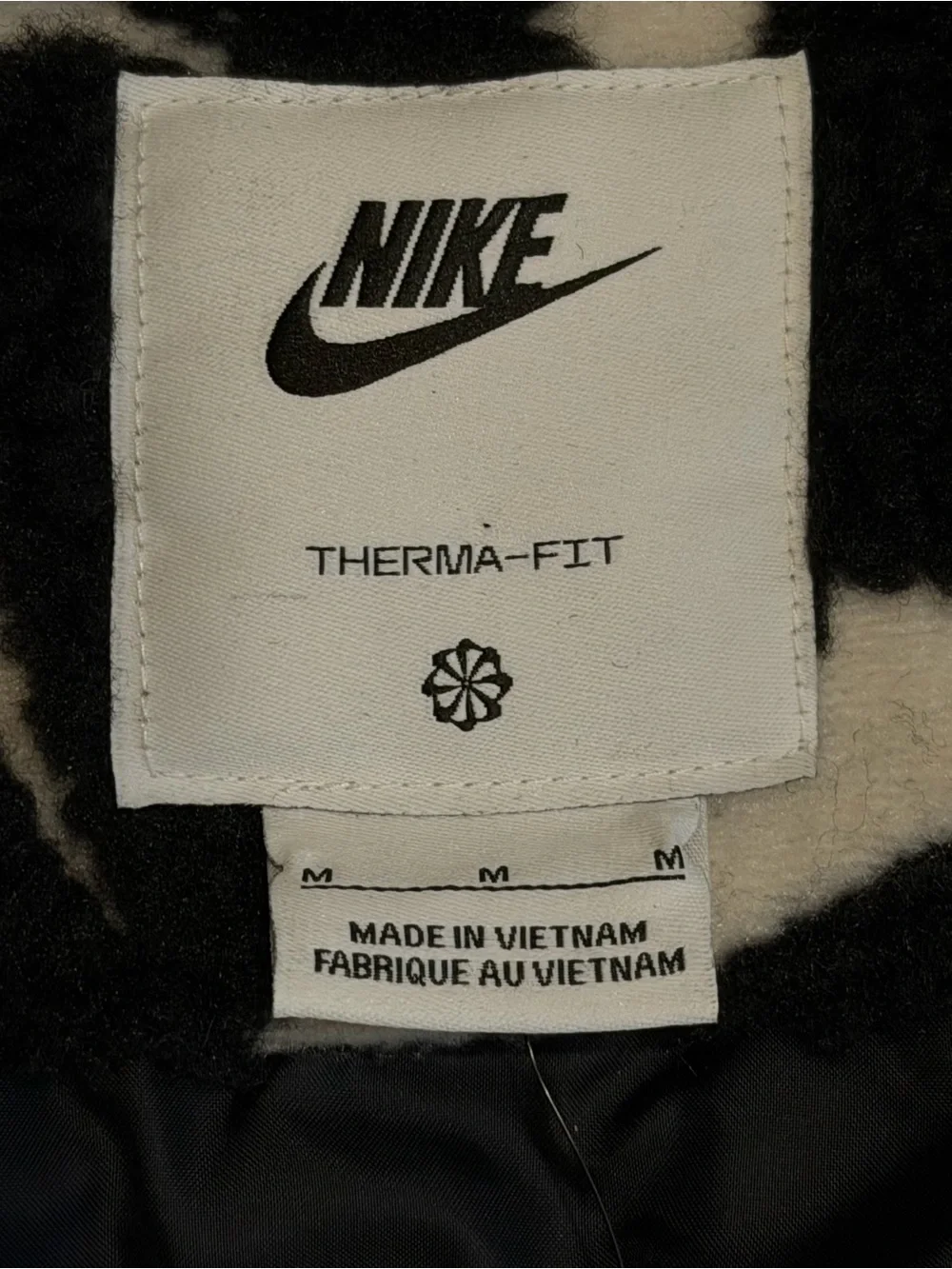 Nike Sportswear Loose High-Pile Jacket Black White FV8025-010 Womens Size M